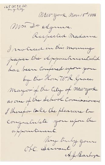 (AFRICA.) Antero J. Barboza. Letter by Henry Highland Garnet's son-in-law, requesting support of the family's school in Liberia.